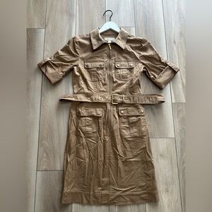 Michael Kors Tan Belted Midi Dress